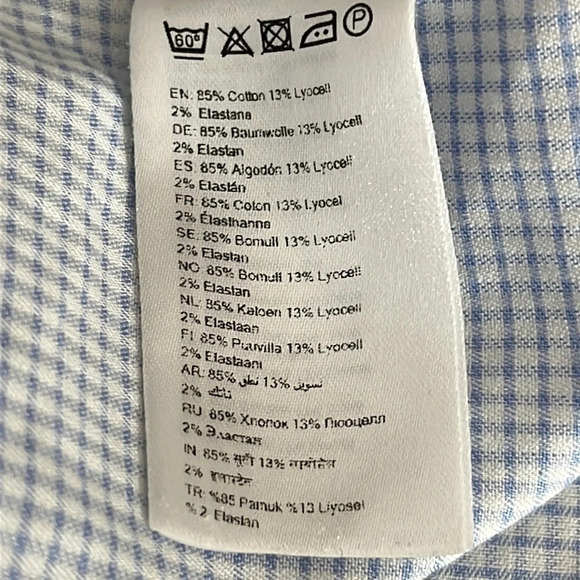 Eton Slim Fit Dress Shirt Grid Print Long Sleeve Button Up - Size 17 Slim/43 - Picture 8 of 8